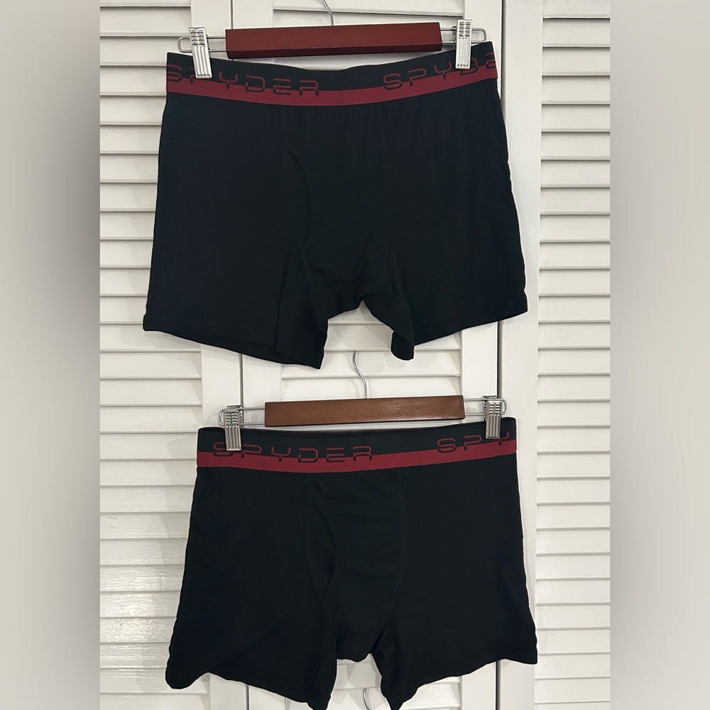 Spyder Black Boxer Briefs with Bold Waistband-2 pair size medium NWOT